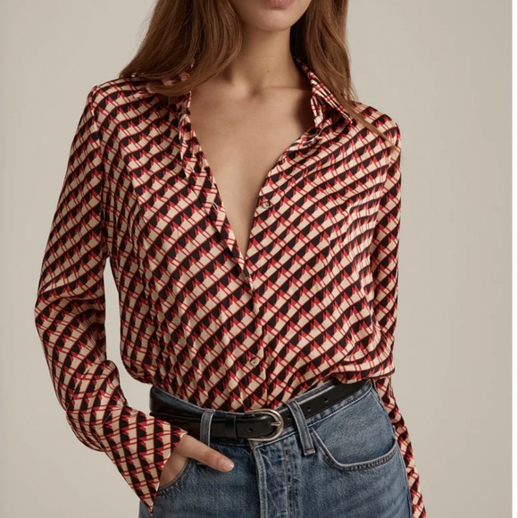 NWT Favorite Daughter The Take Me Seriously Bodysuit - Retro Rouge Houndstooth - Picture 1 of 9